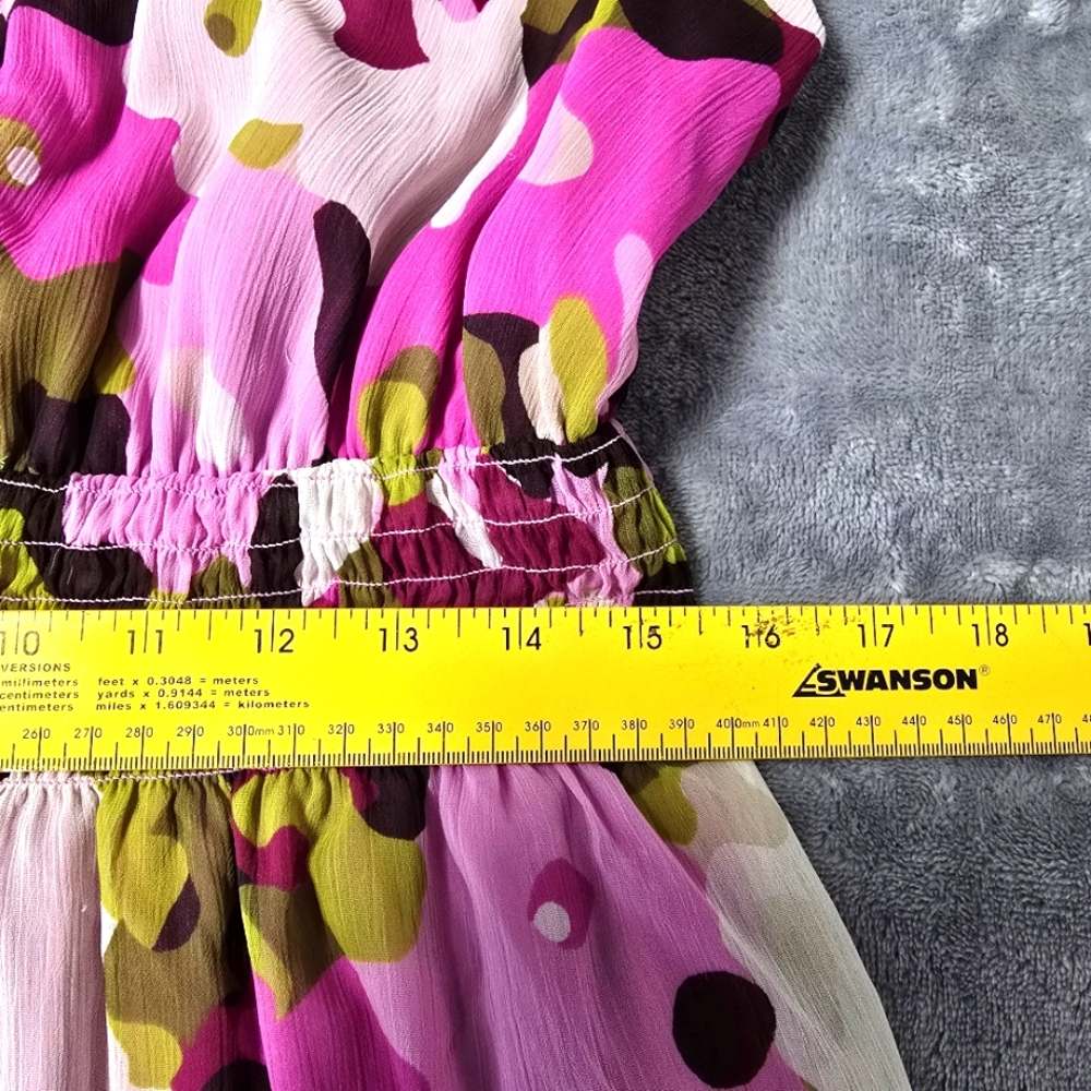 2/$30 Merona Pink &‎ Green Floral Halter Dress Size M Tropical Abstract - Picture 8 of 13